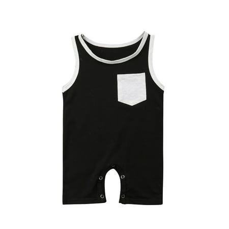 

Xingqing Baby Girl Boy Pocket Romper Outfits
