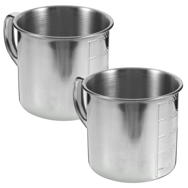 SHISUYAN 2pcs Measuring Cups Stainless Steel Scale Measuring Cups Rice Measuring Cups with Handles