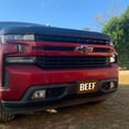 thumbnail image 3 of JASS GRAPHIX Beef License Plate Brushed Aluminum on Brown 2-D Farmer Heavy Duty, 3 of 5