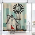 thumbnail image 2 of Farmhouse Shower Curtain Windmill Shower Curtain Country Barn Farm Vintage Western Bathroom Shower Curtain Rustic Shower Curtain Set Decor with 12Hooks 72x72inch (B), 2 of 6
