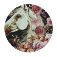 thumbnail image 4 of Orinice Horse Flowers Girl Round Table Cover Stain Resistant Washable Indoor Outdoor Tablecloth Kitchen Dining Wedding Parties Picnic Camping 100% Polyester Fiber 46-50, 4 of 8