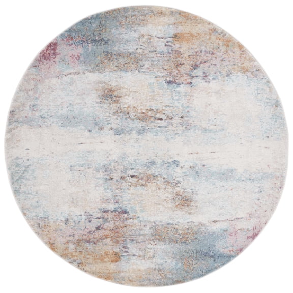 SAFAVIEH Phoenix Basil Abstract Area Rug, Aqua/Gold Rose, 6'7" x 6'7" Round