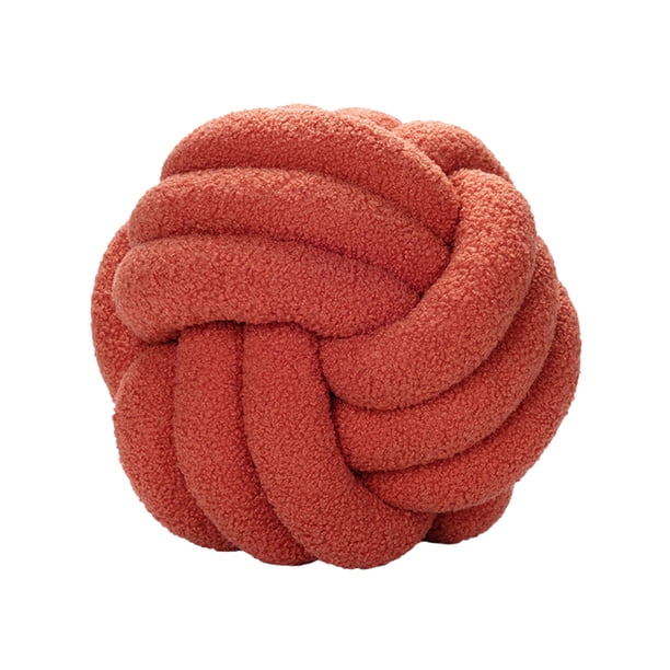 Cojín de terciopelo de cordero con forma de bola anudada, ultrasuave, decorativo, tejido a mano, para sofá o baño.