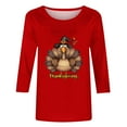 thumbnail image 4 of Hueook Womens Long Sleeve T Shirts Short Sleeve Shirts for Women Women's Thanksgiving Printed Round Neck 3/4 Sleeve T-shirt Loose Top Long Sleeve Round Neck Top/Shirt Red L, 4 of 4