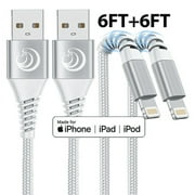 [2 Pack]10ft Long MFI Certified iPhone Charger Cable,XUDUO Lightning Cable Nylon Braided USB Fast Charging Cable for iPhone 14/13/12/11,iPad-White