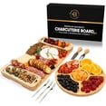 thumbnail image 5 of Bamboo Charcuterie Board Set with Round Tray, Cheese Board Platter, Bowls, Knives & Forks, 9 Piece, 16.4" x 9.8", 5 of 10