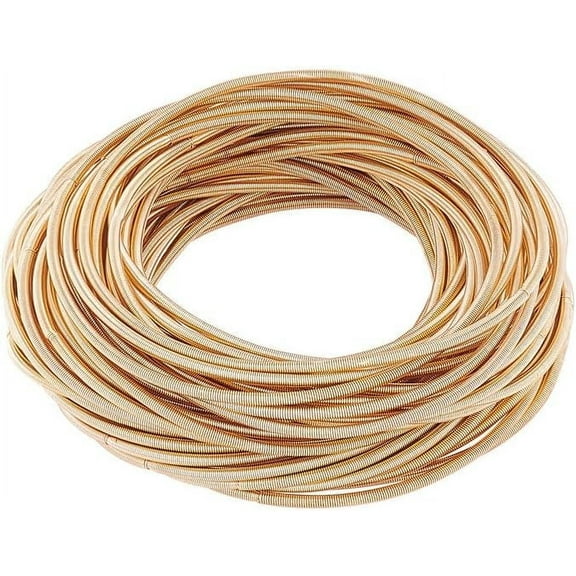 60pcs Minimalist Steel Spring Chain Stretch Bracelets 58.5mm Guitar String Coil Bracelets Gold String Bracelets for DIY Women Metal Bangle Bracelets Stackable Bracelets Wire Layered Bracelet