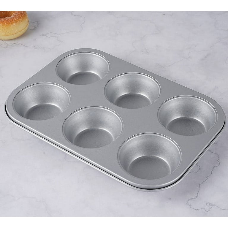 Muffin Tray Set of 2, 6 Hole Muffin Tin Mould, Stainless Steel Cupcake  Baking Tray Pan, Bakeware for Yorkshire\\/Pudding\\/Brownies\\/Mince  Pie\\/Cupcakes, Healthy & Non-Toxic, Dishwasher Safe 