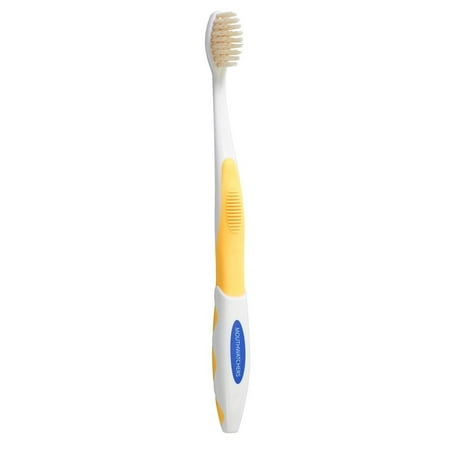 Antimicrobial Floss Bristle Silver Toothbrush, Youth, Yellow, Bacteria on a toothbrush multiplies at an alarming rate, Doubling Every 20 Minutes; Between uses your.., By