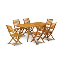 East West Furniture Denison 7-piece Wood Outdoor Dining Set in Natural Oil