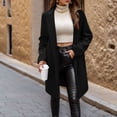 thumbnail image 2 of HBFAGFB Cardigan pour Femmes Automne et Hiver Trench à Col avec Poches Noir Taille P, 2 of 6