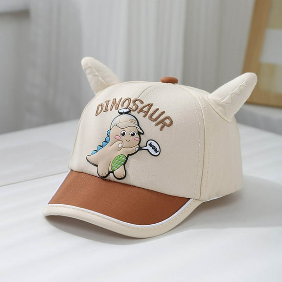 Dinosaur Boys Girls Caps Embroidery Baby Baseball Caps Cotton Infant Toddler Kids Hat Spring Summer Autumn Beige 1-3 Years