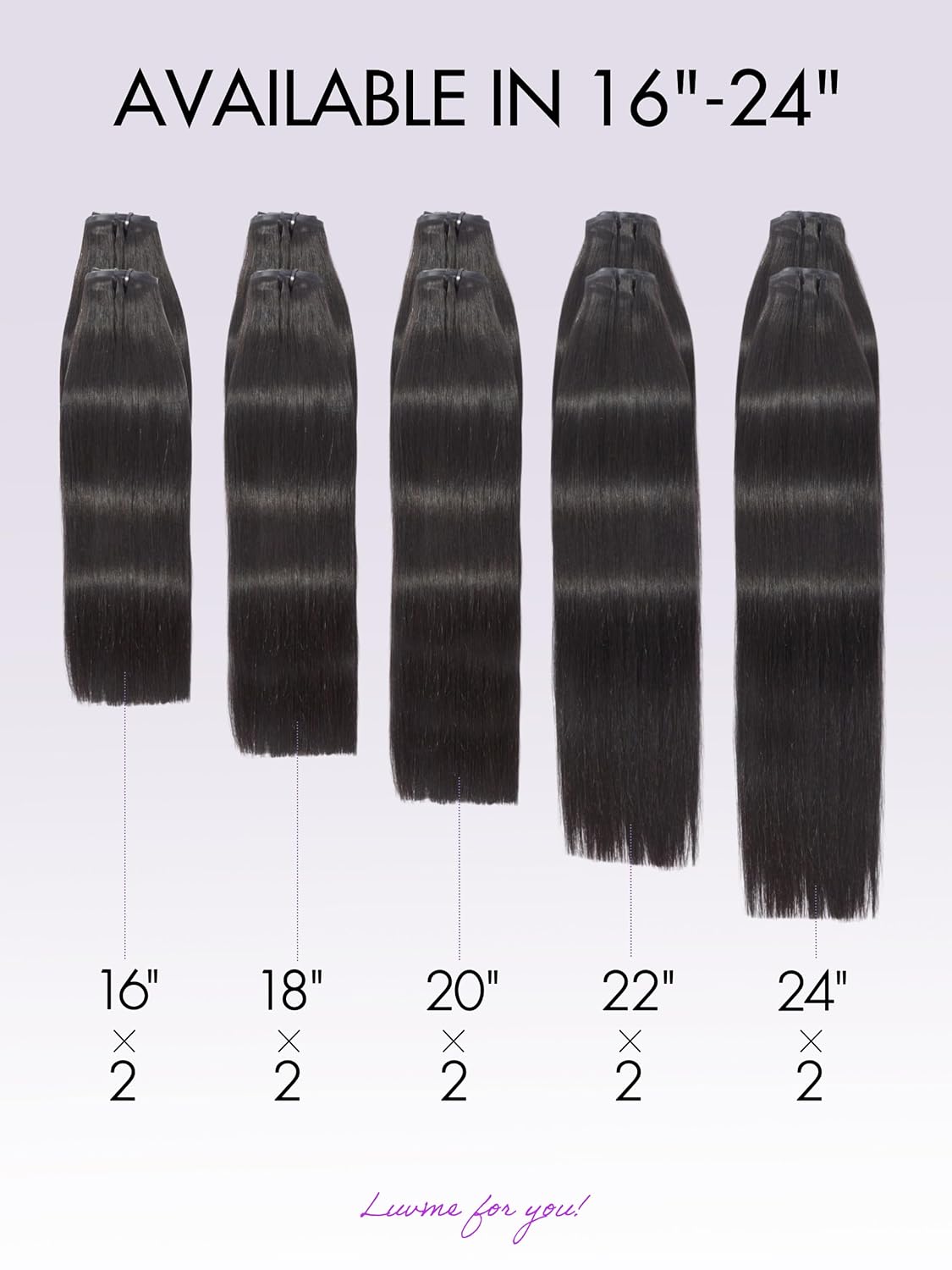 LUVME Clip in 14" Human Hair Extensions Full Max with 2 Pack Natural Black Seamless for Women