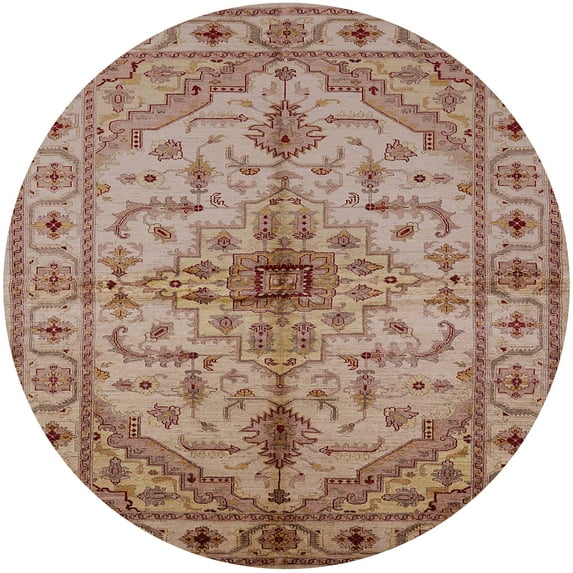 Ahgly Company Machine Washable Indoor Round Industrial Modern Chestnut Red Area Rugs, 7' Round