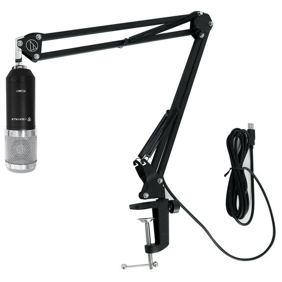 Rockville RCM01 Studio Recording Condenser Microphone Mic and Audio Technica Boom