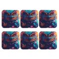 thumbnail image 2 of Pofeuu Colorful Feather Owl Print Leather Coasters Set of 6, Round Cups Mugs Mat Pad for Home Kitchen Heat Resistant Drink Coasters,Square, 2 of 7