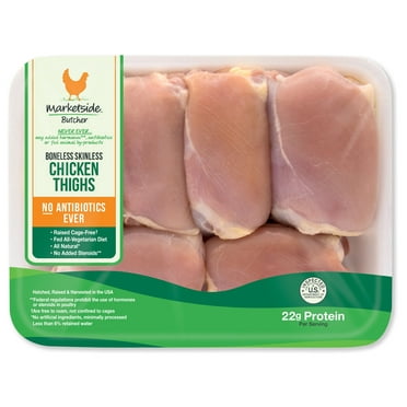 Marketside Antibiotic-Free Boneless Skinless Chicken Thighs, 1.3 - 2.25 lb