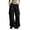 Black, variant on Women's Wide Leg Cargo Pants Elastic High Waist Side Pocket Loose Fit Street Outdoor Casual Trousers
