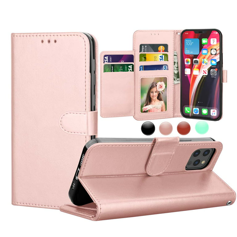 iPhone 12 Pro / iPhone 12 6.1 inch Wallet Case, Njjex Luxury PU Leather Wallet Case Flip Folio Cover ID Cash Credit Card Holder [9 Card Slots]