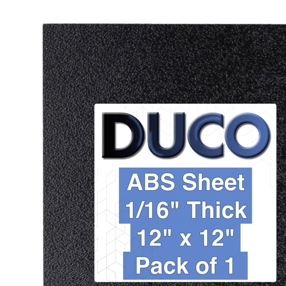 Duco USA-Made ABS Plastic Sheet 1/16 Inch Thick 12" x 12" - 1 Pack of Black Thermoplastic Panels - Textured, Heat Moldable ABS Board for DIY, Car Interiors, Crafts, and More
