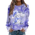 thumbnail image 2 of Women's Christmas Printed Round Neck Sweatshirt, Long Sleeve Casual Pullover Top, Raglan Sleeve Holiday Graphic Fall Winter Clothes,Blue,4XL, 2 of 7