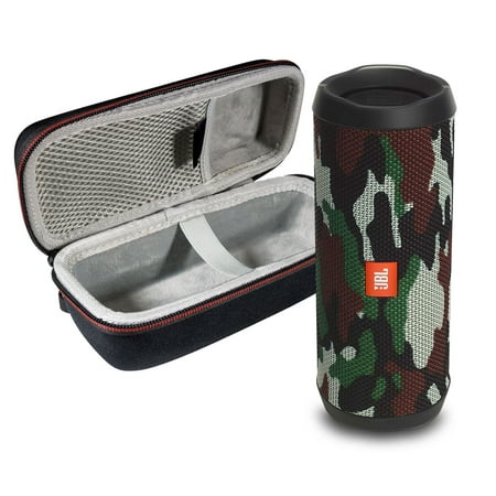 Foldable Portable Travel Speakers - JBL FLIP 4 Camo Kit Bluetooth Speaker & Portable Hardshell Travel Case