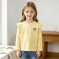 thumbnail image 2 of mgoYE Toddler Baby Girl Ruffle Long Sleeve T-Shirt Cotton Top Tee for Spring/Fall(Yellow,12-18 Months), 2 of 5