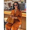 thumbnail image 5 of Casual Blazer Pants Suits for Women Dressy Oversized Long Sleeve Blazer and Wide Leg Pants 2 Piece Outfits Orange XL, 5 of 9