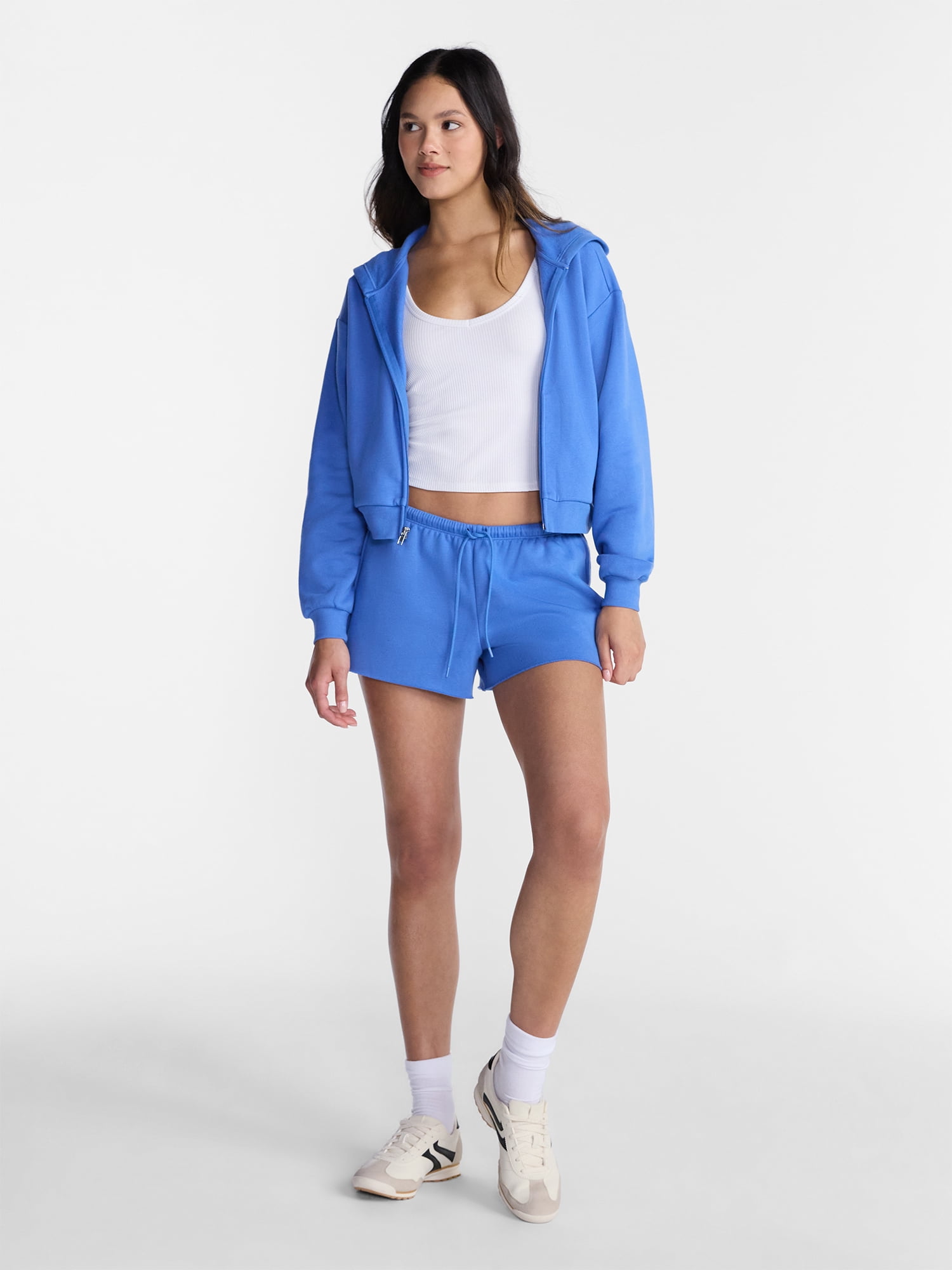 No Boundaries Boxy Zip Up Hoodie, Women's XXS-XXL