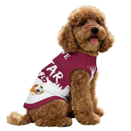 Dog Shirt Burgundy Soccer Themed Sleeveless Pet Top 1 Piece Breathable Soft Puppy Apparel for Daily Wear Soccer Game Viewing Party Outdoor Walks Small Medium Large Dogs Cats Pets