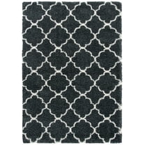 SAFAVIEH Hudson Jaye Plush Geometric Shag Runner Rug, Dark Grey/Ivory, 2'3" x 8'