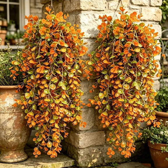 Fall Artificial Eucalyptus Hanging Wreath, Simulated Greenery Wall Garland, Rustic Autumn Decor for Outdoor Porch Wall Door Thanksgiving Home Decoration, Multicolor