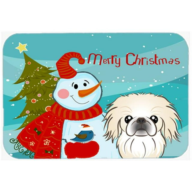 Carolines Treasures BB1841CMT Snowman With Pekingese Kitchen & Bath Mat, 20 x 30