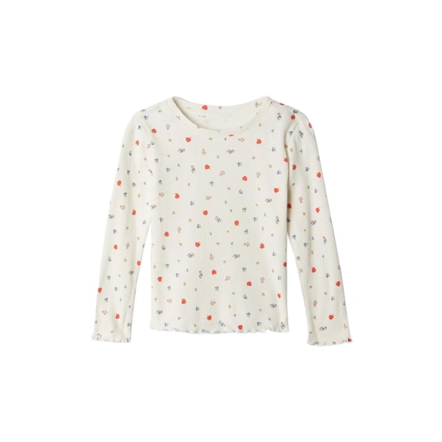 GAP Camiseta de Manga Larga con Canalé para Bebé Niña en Color Hueso con Estampado Floral 12-18M