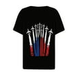 thumbnail image 5 of QUNYINEY V Neck Womens Shirts Short Sleeve Independence Day Casual Tops Summer Button Loose Pullover Womens Tops, 5 of 5