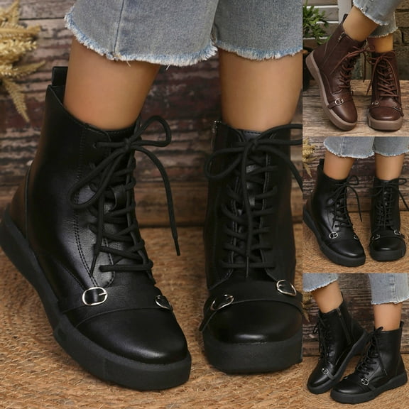 Fall Boots for Women 2025 TKYCMSUAKI Ankle Hiking Boots for Women Lace Up Walking Shoes Trendy Work Combat Boots Comfortable Casual Shoes for Fall Winter