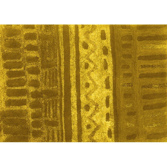 Ahgly Company Machine Washable Indoor Rectangle Southwestern Yellow Country Area Rugs, 4' x 6'