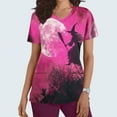 thumbnail image 2 of SwiftWear Halloween Witch Print Scrubs Tops for Women Nursing Scrubs Work Uniform V Neck Short Sleeve Nurse Scrub with Pockets XL, 2 of 5