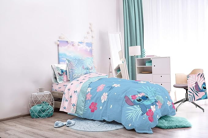 Lilo & Stitch Paradise Dream 3 Piece Full Size Comforter Set with Shams – Kids Bedding