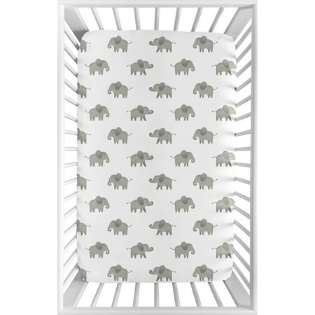 UPC: 0846480064749 | Elephant Grey and Mint Collection Mini Crib Sheet