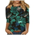 thumbnail image 2 of JTZGDY 3/4 Length Sleeve Tops for Women Loose Fit Casual Beach Tropical Printed Summer Crewneck Oversized Tunic Blouse Lightweight Cozy Graphic Vacation T-Shirts Multicolor#14 XL, 2 of 6