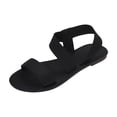 thumbnail image 2 of Elastic Ankle Strap Flat Sandals for Women Comfortable Elastic Strappy Sandals Round Toe Summer Slides for Walking Beach & Travel, 2 of 9