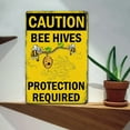thumbnail image 2 of 1pc Caution - Beehive Protection Required Aluminum Sign, 8x12 Inch Rustic Wall Art with Bee & Honeycomb Design for Home, Cafe, Garage, or Restaurant Decor, Metal Outdoor Decor, 2D, Perfect for Room, 2 of 8