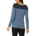 thumbnail image 3 of BLUSA CHIC PARA MUJER INSPIRE, A RAYAS, BLOQUE DE COLOR, MANGA LARGA, T-SHIRT CASUAL, AZUL MARINO, 3 of 6