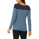 thumbnail image 3 of BLUSA CHIC para Mujeres INSPIRE a Rayas Color Block de Manga Larga Casual T-Shirt XL Azul Marino, 3 of 6
