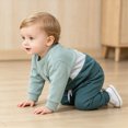 thumbnail image 5 of Xudanell Toddler Baby Boy Fall Clothes Long Sleeve Color Block Crew Neck Sweatshirt + Elastic Waist Pants Cute Kids Winter Outfits, 5 of 7