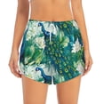 thumbnail image 2 of KLL Peacock And Flowers Pattern Shorts Women,Athletic Shorts High Waisted Running Shorts Pocket Sporty Short Gym Elastic Workout Shorts-Large, 2 of 7