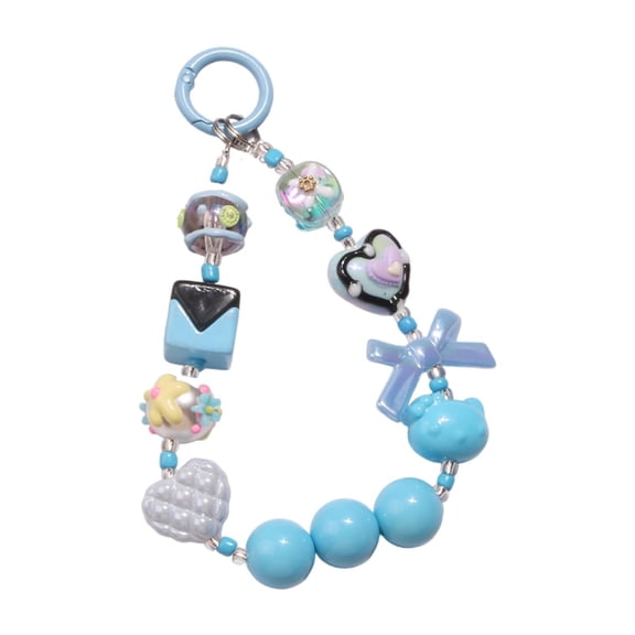 hengtong Beaded Keychain Backpack Decoration Charm Beads Women Key Chain Wedding Gift Blue