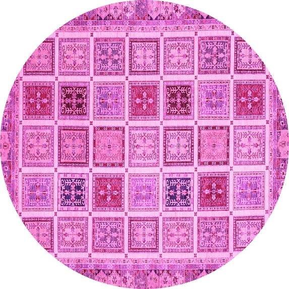 Ahgly Company Indoor Round Oriental Pink Modern Area Rugs, 7' Round