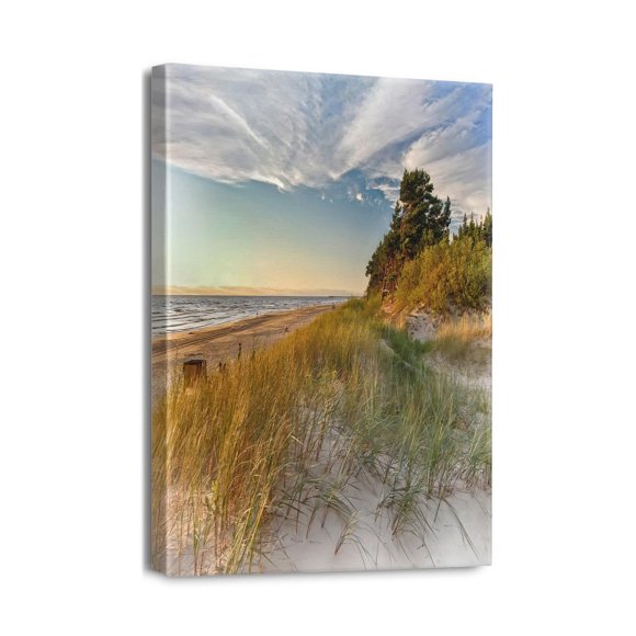Peinture de Paysage Marin de Plage Prête à Accrocher, Scènes Luxueuses de Mer et de Nature sur Toile 12x16 Pouces, Art Mural pour Embellir Votre Salon, Chambre, Bureau et Déco Maison!